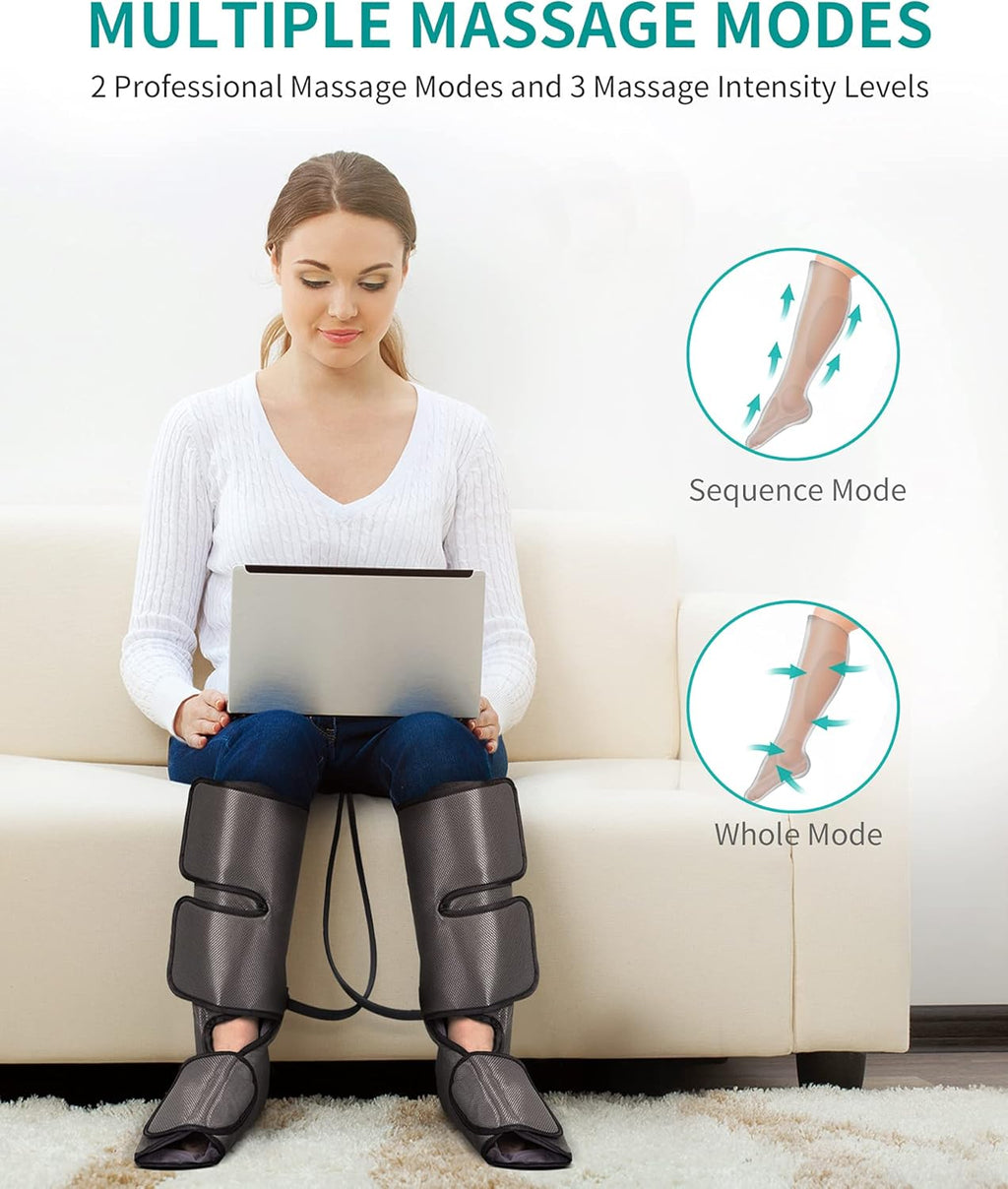 Leg Massager with Air Compression, Foot and Calf Massage Machine with Hand-held Controller 2 Modes 3 Intensities, Adjustable Leg Wraps Z28055