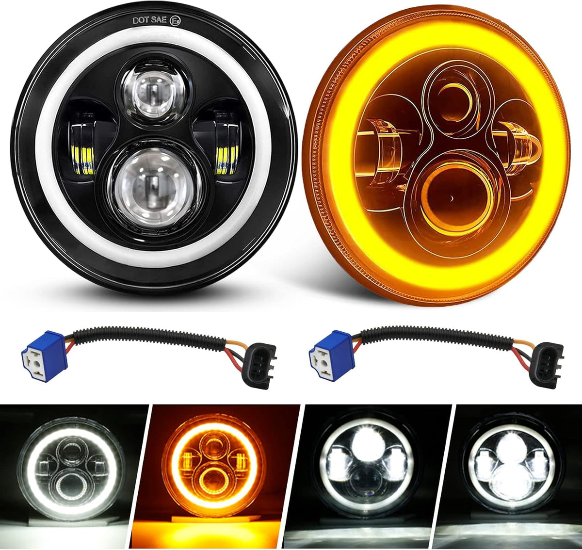 7 inch LED Headlight Round Hi/lo Beam Pack of 2 K12646