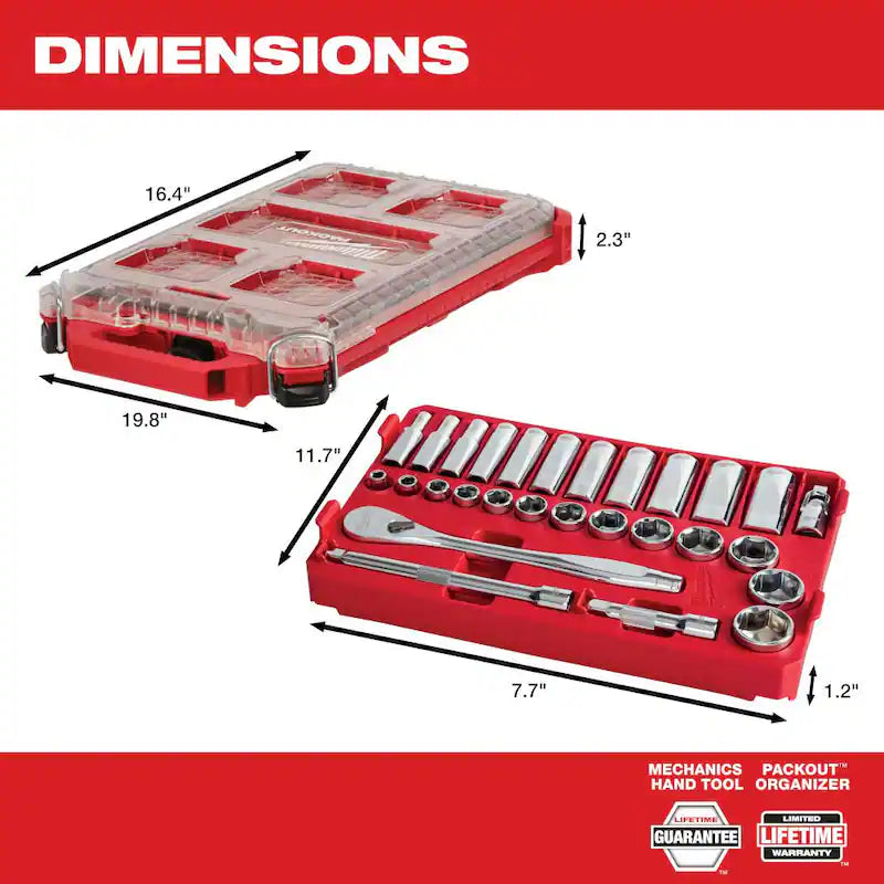 3/8 in. Drive SAE Ratchet and Socket Mechanics Tool Set 28-Piece B969