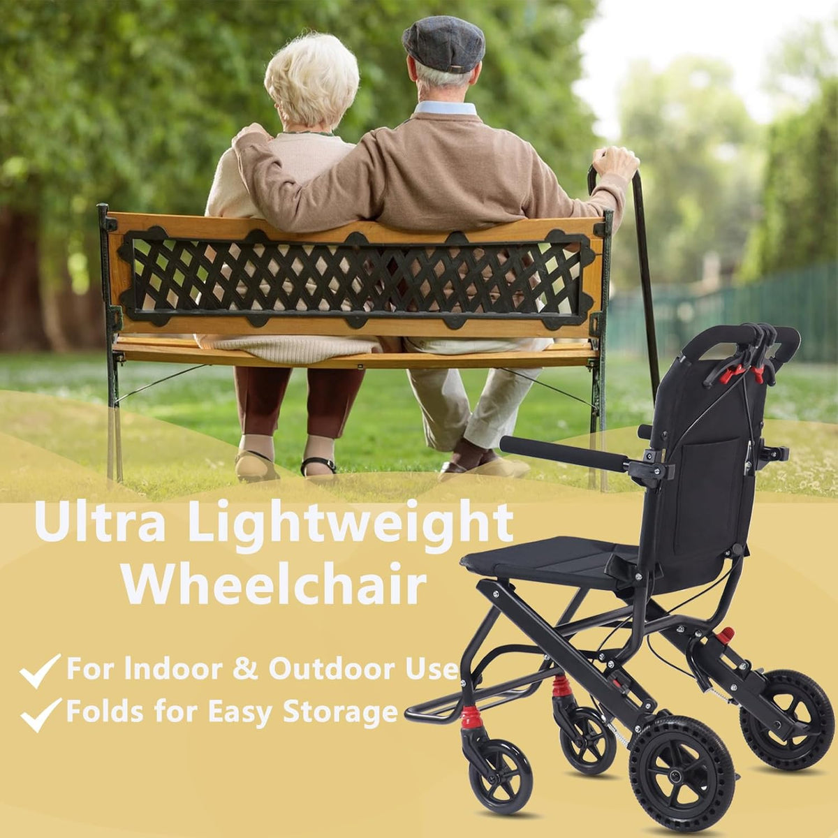 Ultra-Light Portable Folding Wheelchair with Handbrake W146