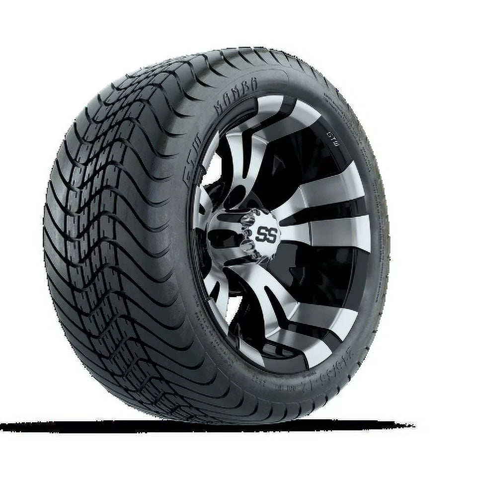 Set of 4 12 inch Black Golf Cart Wheel and Tire W3738