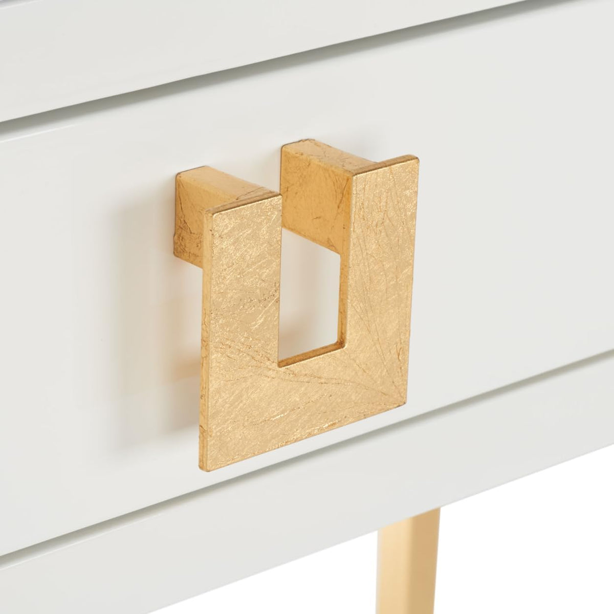 White Lacquer and Gold Leaf 3-drawer Writing Desk J50177