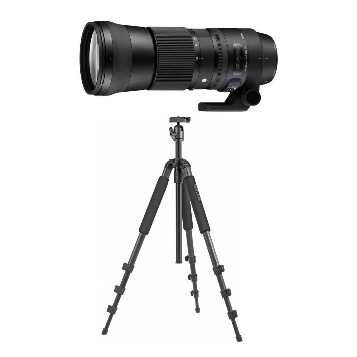 150-600mm F5-6.3 DG OS HSM Contemporary Lens for Sigma DSLR Cameras with Slik Pro II 4-Section Aluminum Tripod with Ball Head X112737