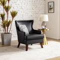 Black Faux Leather Wingback Accent Chair with Nailhead Trim P486030