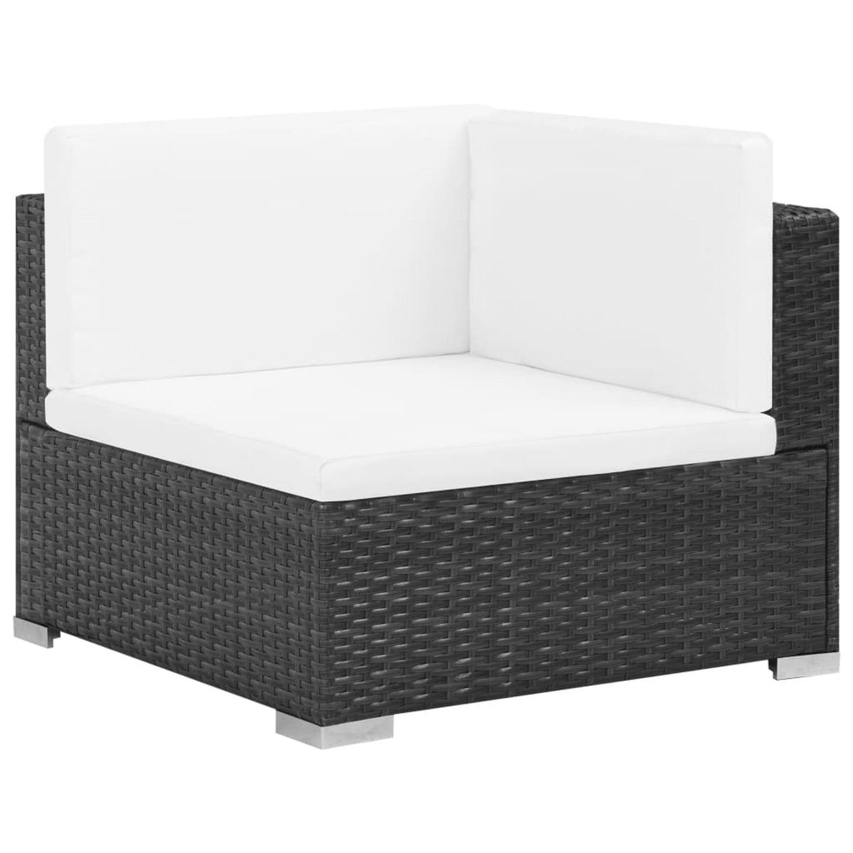 6 Piece White Cushioned Poly Rattan Patio Conversation Set with Coffee Table F235