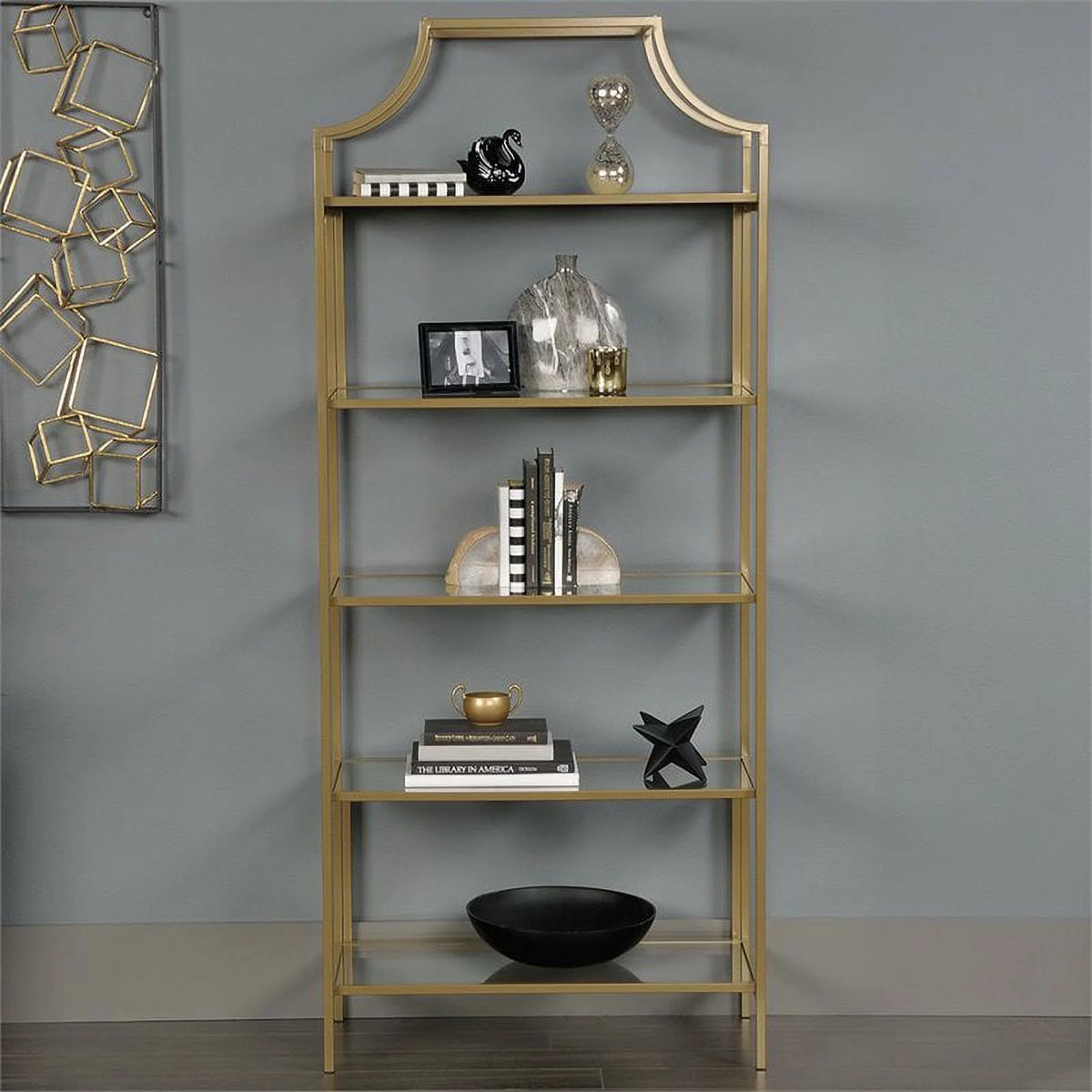 Metal Desk and 5-Shelf Bookcase Set B870