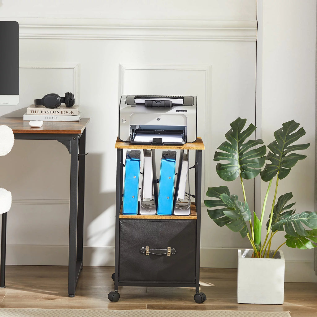 Brown 1 Drawer Mobile File Cabinet H517