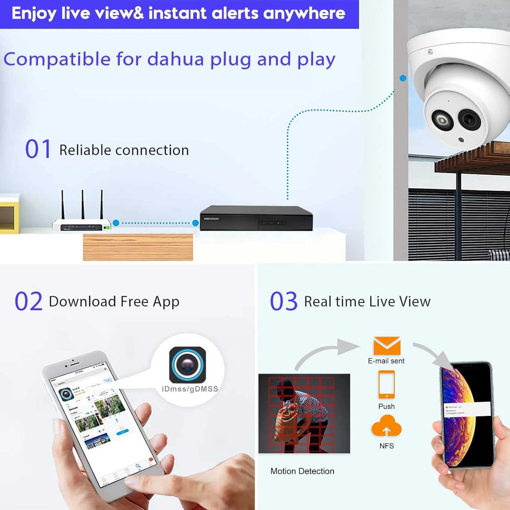 6MP PoE IP Security Camera Outdoor with Built-in-Mic, 3.6mm All-Metal Dome, 164ft IR Night Vision, IP67 H.265+ WDR 3D DNR X5804