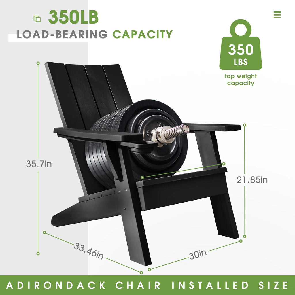 Black Plastic Adirondack Chair with Cup Holder P342149