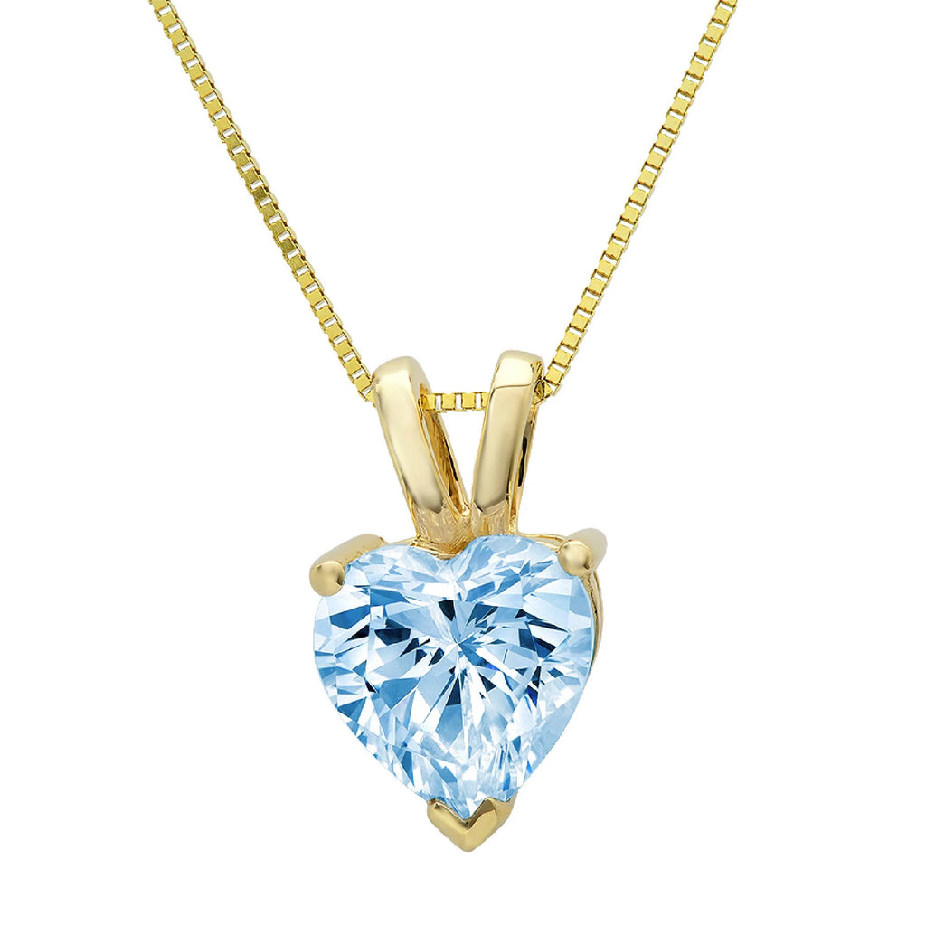 18k Yellow Gold Blue Simulated Diamond Pendant with Gold Chain N7012
