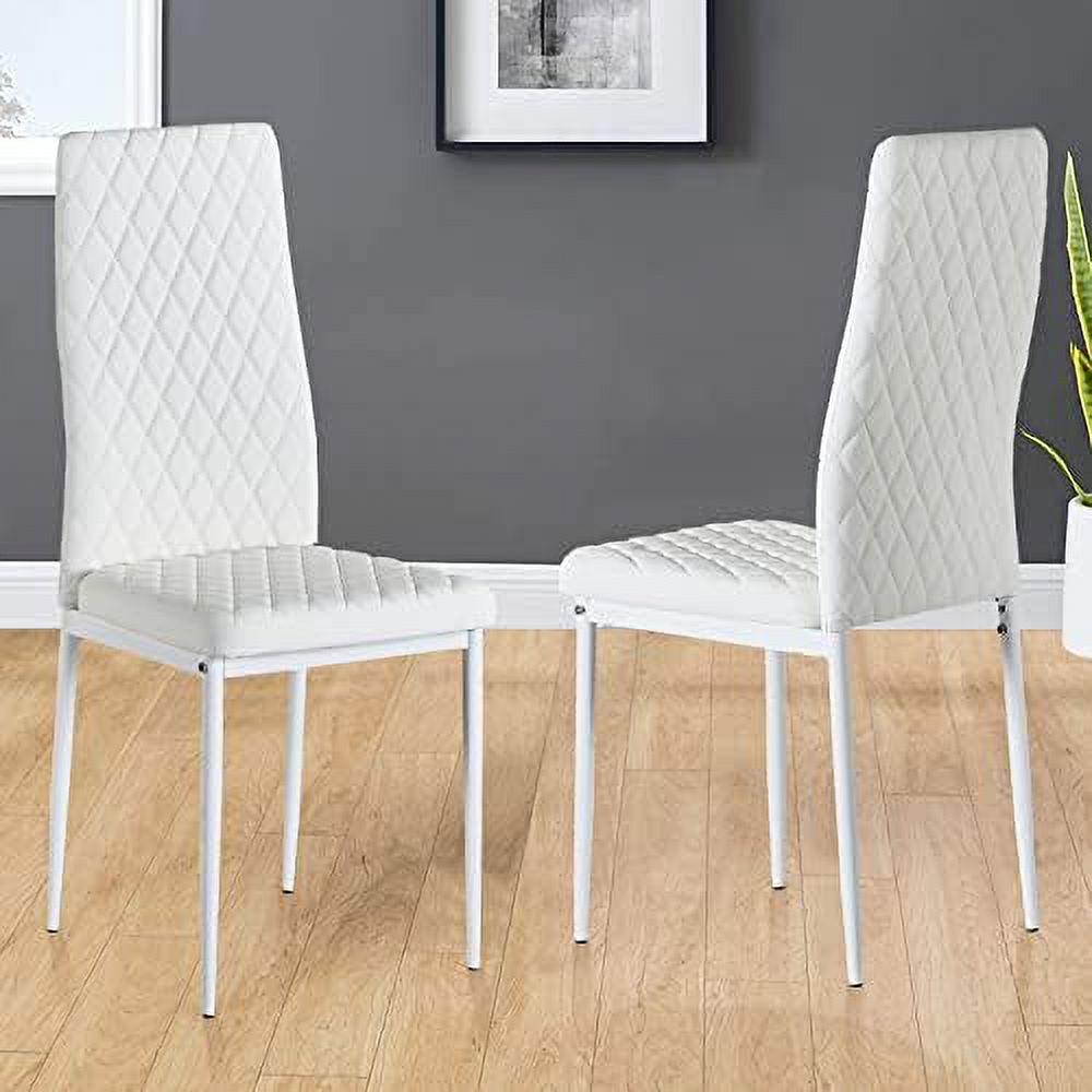 White PU Leather Upholstered Dining Chairs Set of 6 N689
