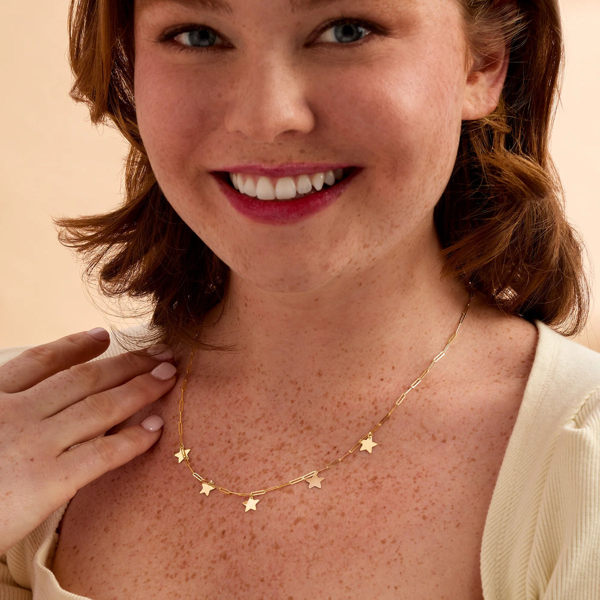Italian 14kt Yellow Gold Star Necklace F889950