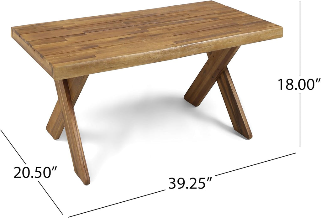 Acacia Wood Coffee Table, Sandblast Teak Finish X243