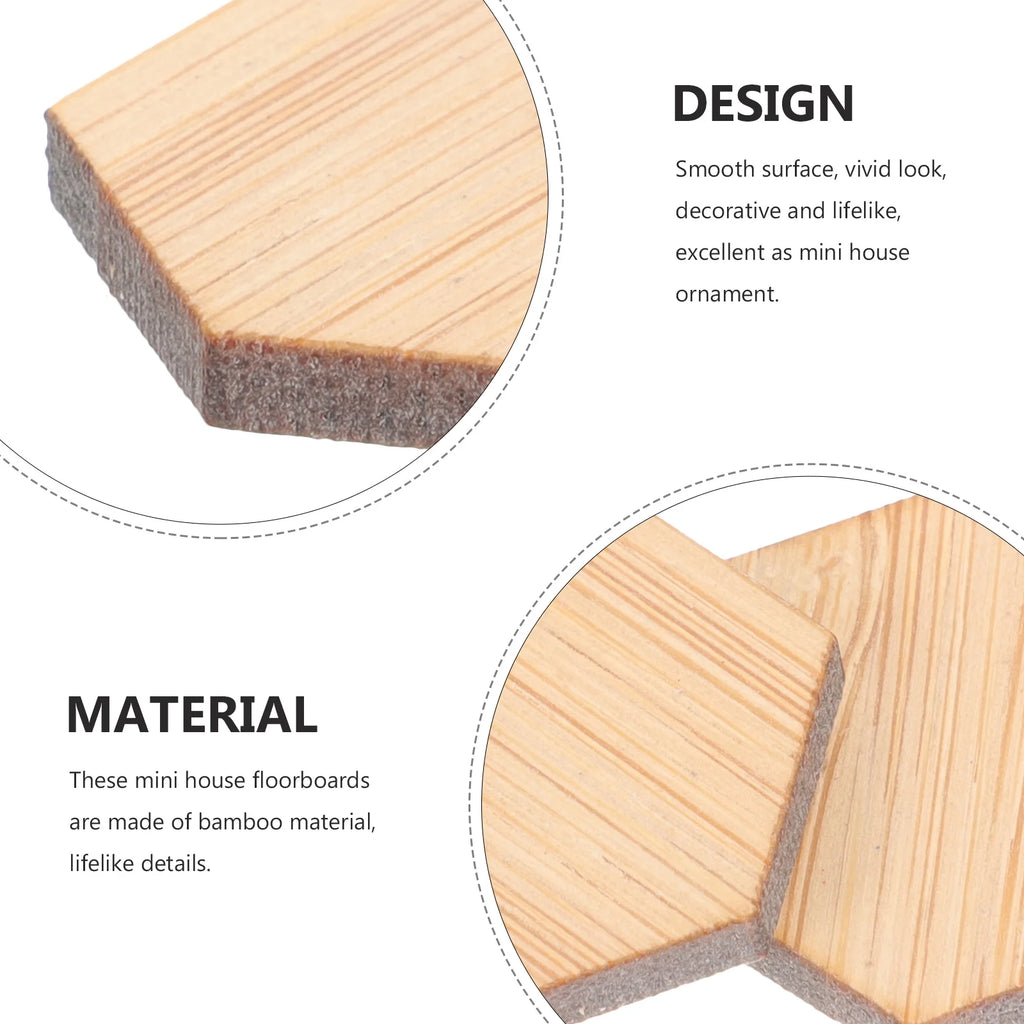 48pcs Mini Hexagon Bamboo Floorboard Doll House Prop P263