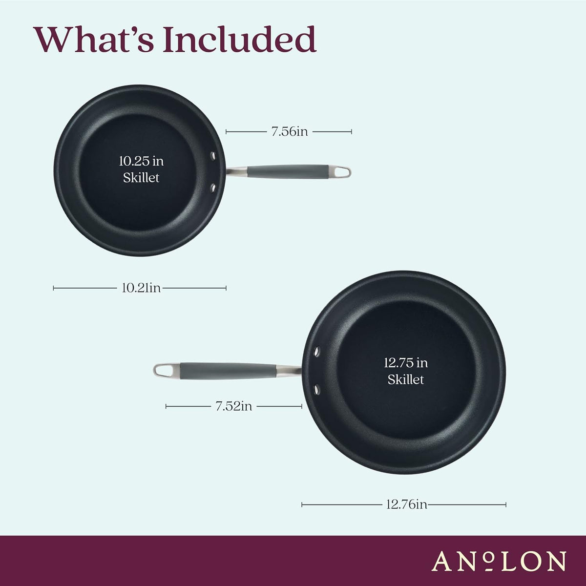 Hard-Anodized Nonstick Skillets 2 Piece Set 10.25-Inch & 12.75-Inch Moonstone S331
