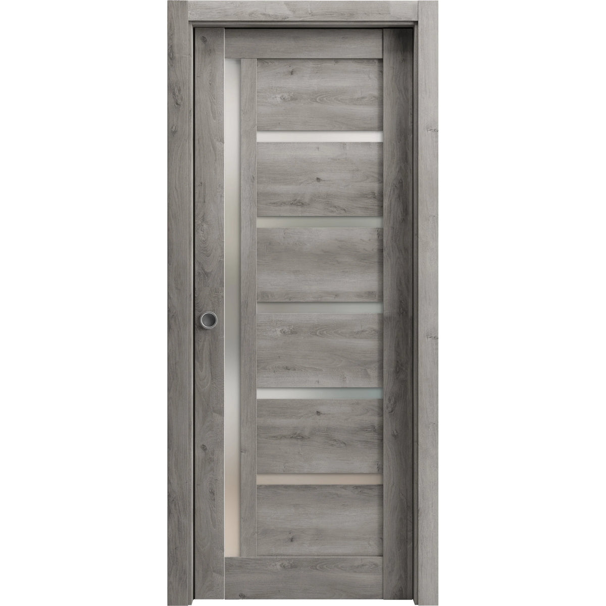 Sliding French Pocket Door 36 x 96 inches with Frosted Glass Solid Wood Interior Door T7978