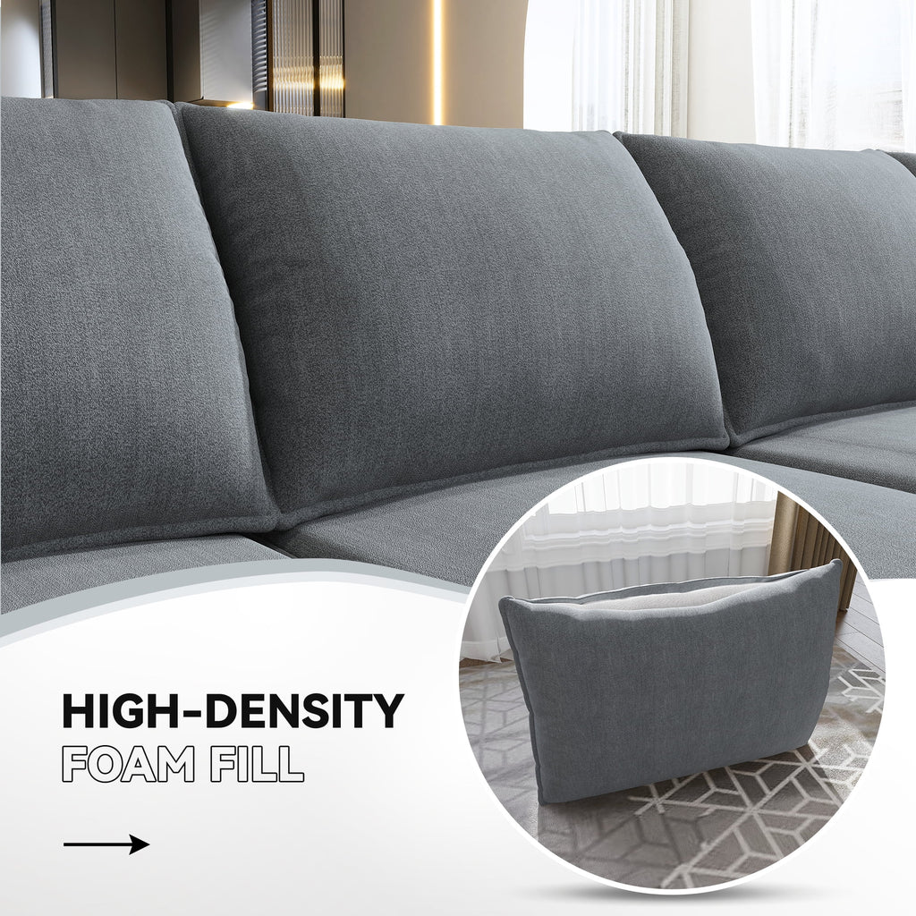 Bluish Grey Convertible Sleeper Sofa with Storage Ottomans V423