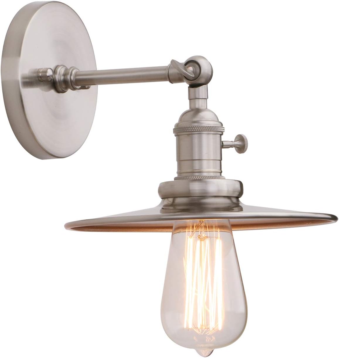 Brushed Nickel 1-Light Wall Sconce with Switch and 7.87 Inches Metal Canopy M460636