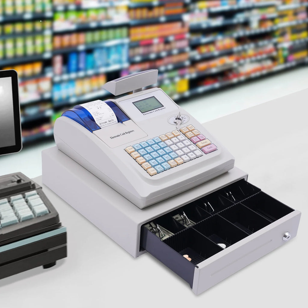 48 Keys Electronic Cash Register with Drawer Box Z443768