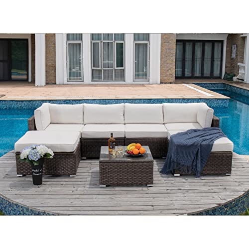 9 Piece Wicker Sectional Sofa with Propane Firepit Table P17913