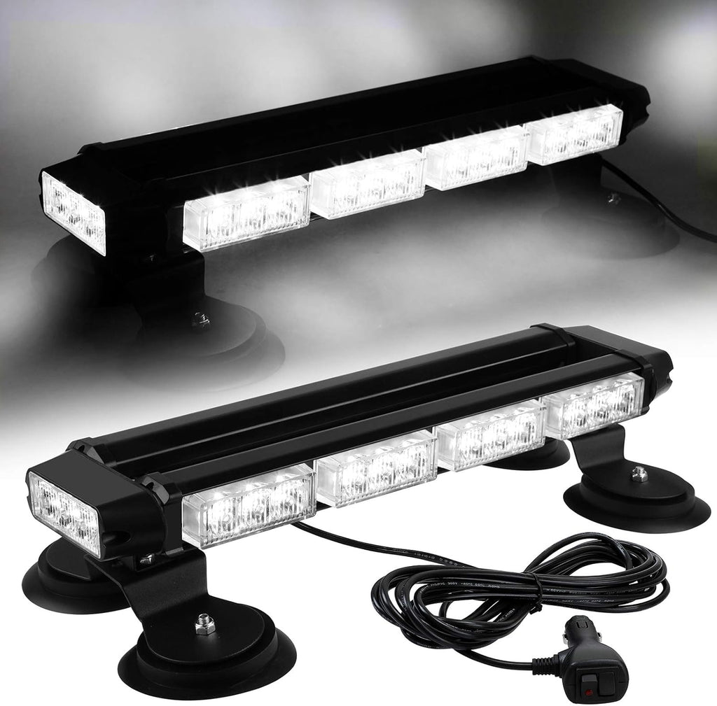 16.8 Inch LED Strobe Light Bar, 26 Flashing Modes, Magnetic Base, Blue White, Pack of 2 B528565