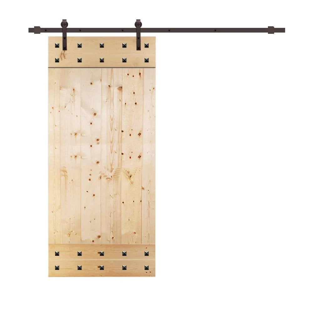 38 in. x 84 in. Unfinished Pine Wood Interior Sliding Barn Door with Hardware Kit E527