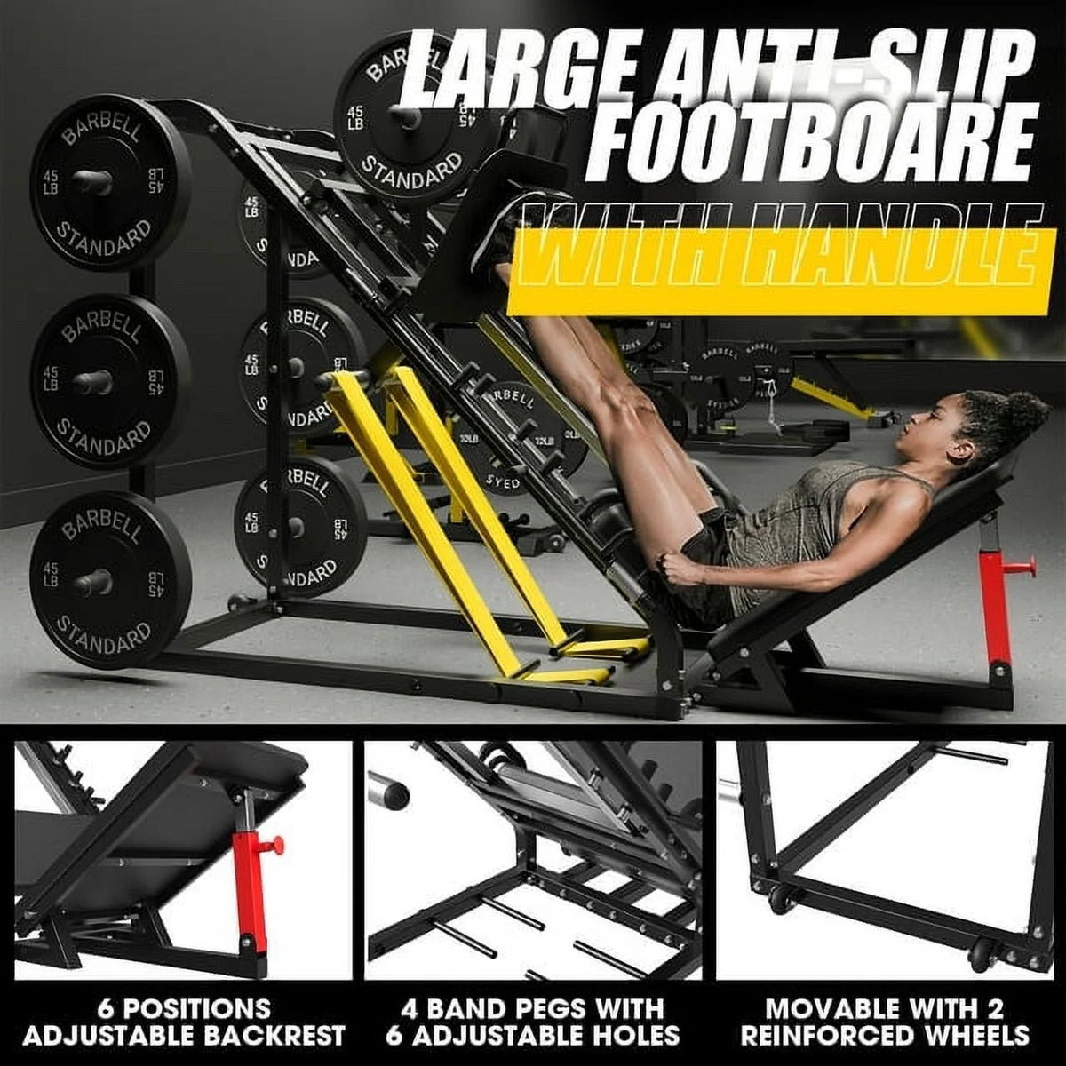 Leg Press Machine with Calf Block, 1500LBS Adjustable K8478