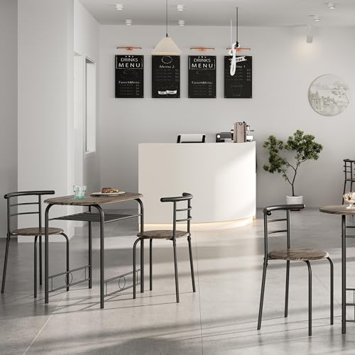 White 3-Piece Dining Table Set with Metal Frame A3124