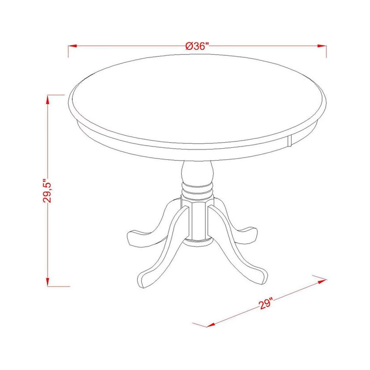 5 Piece Mahogany Wood Dining Table and Chairs Z560