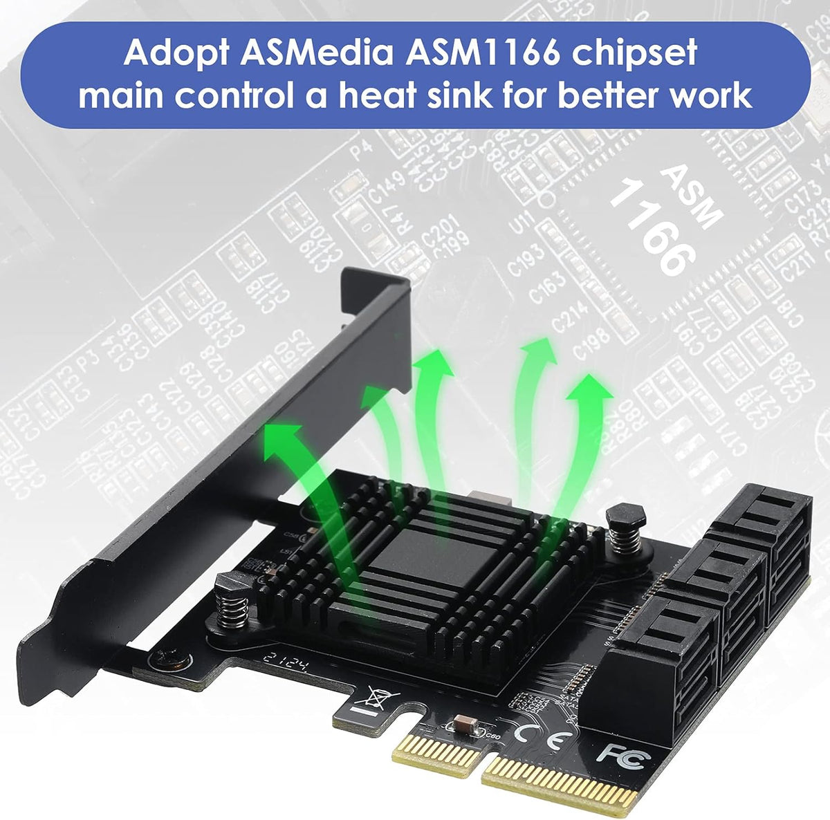 4X PCIE SATA Card 6 Ports with 6 SATA Cables F41668