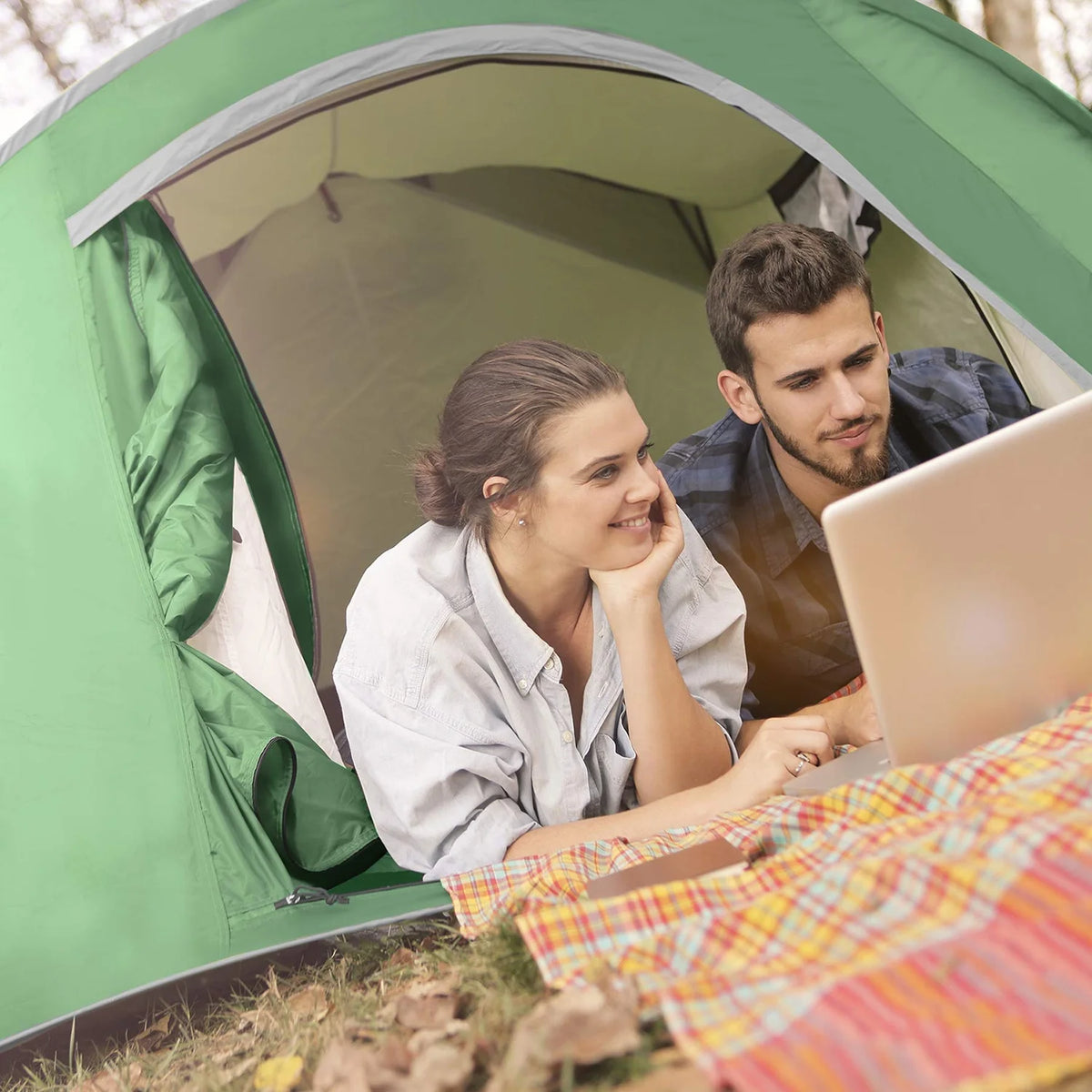 Waterproof 2 Person Dome Camping Tent with Carry Bag Navy Blue H4998