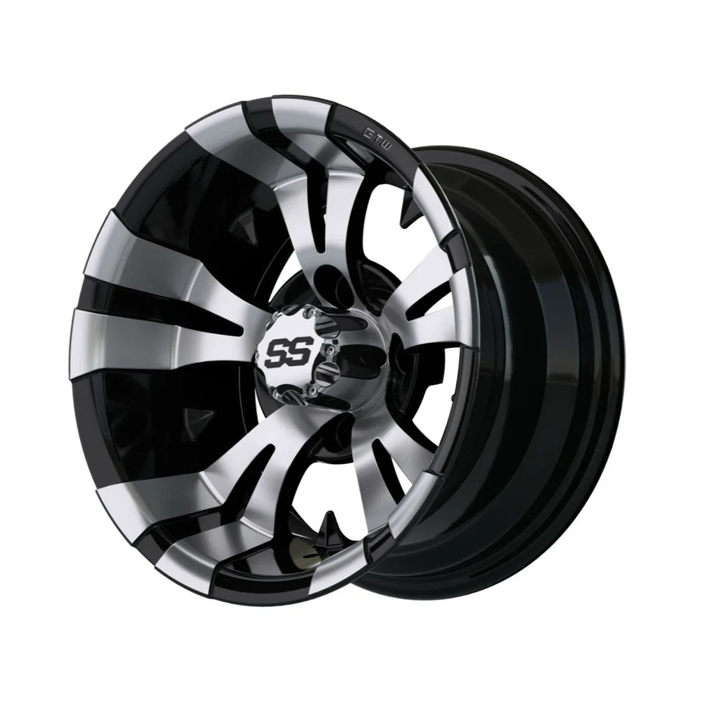 Set of 4 12 inch Black Golf Cart Wheel and Tire W3738