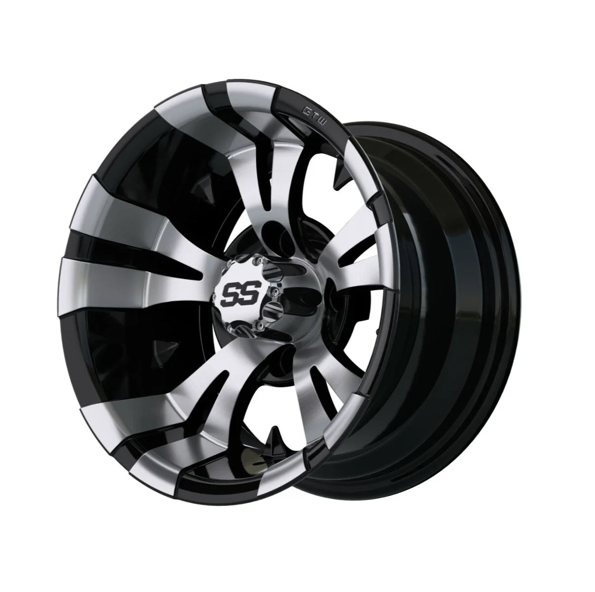 Set of 4 12 inch Black Golf Cart Wheel and Tire W3738