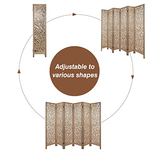 Light Brown 6 Panel Folding Wood Room Divider E322445