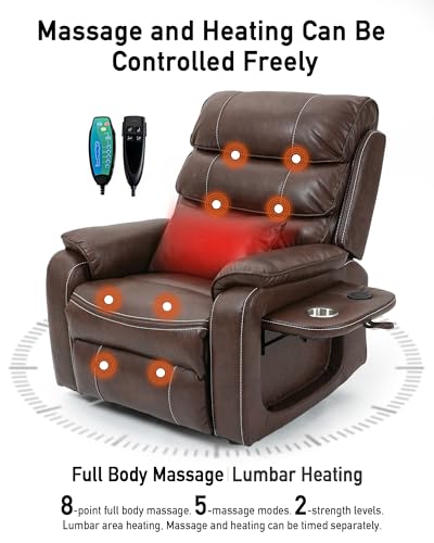 Large Power Lift Recliner with Heated and Massage, Dual Motor, 25in Wide Seat L375813