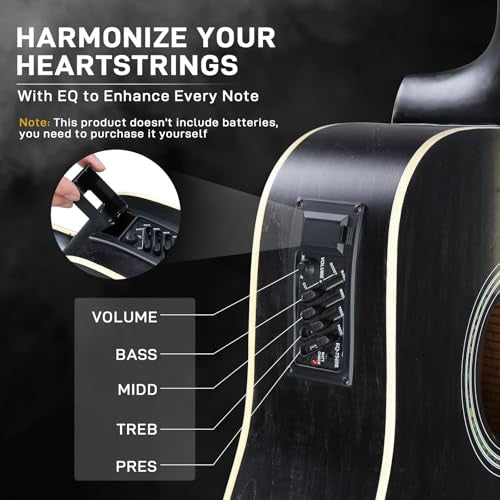 Black Full-Size Acoustic Electric Guitar with Amp J73797