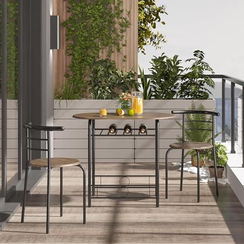 White 3-Piece Dining Table Set with Metal Frame A3124