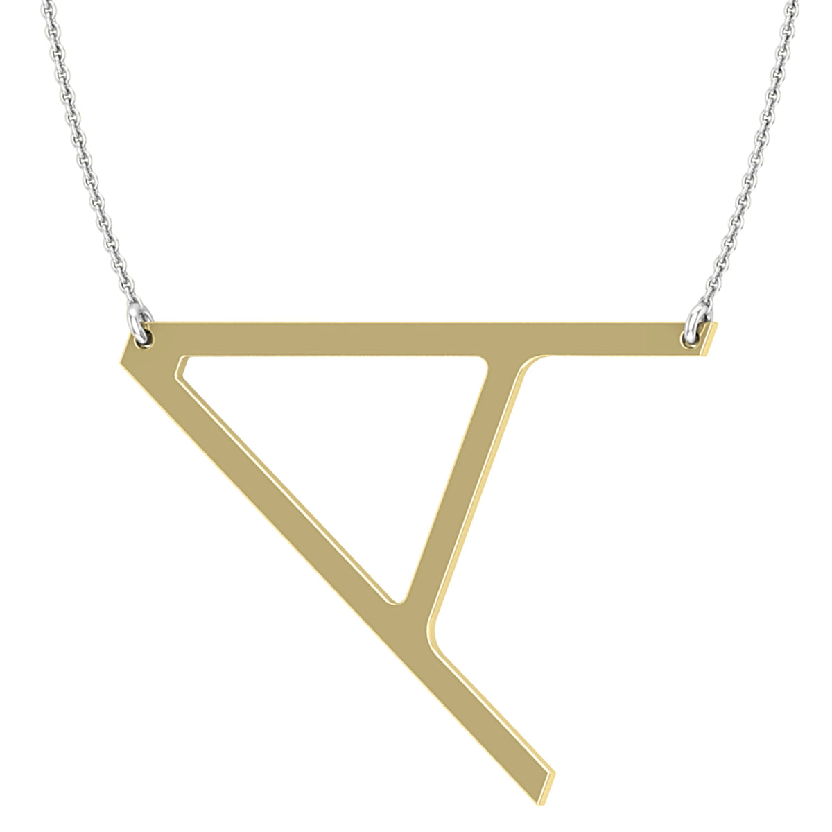 18K Yellow Gold Initial Pendant with 18 Inch Silver Chain H75908