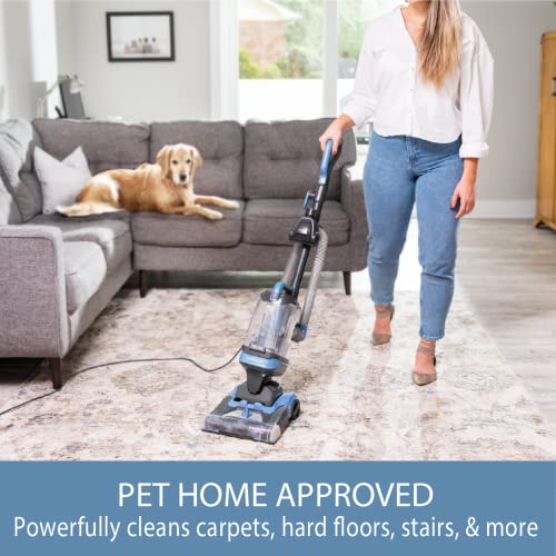 Bagless Upright Vacuum with 4 Height Adjustment, Blue O747614
