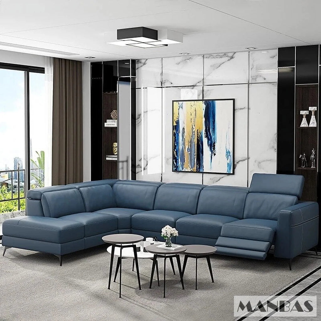 Italian Genuine Leather Recliner Sofa Set X3832