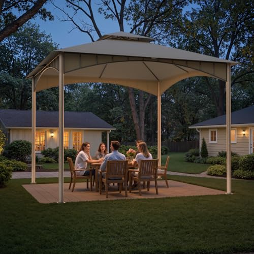 10x10 Heavy Duty Soft Top Gazebo with Metal Frame and Double Roof Canopy O280