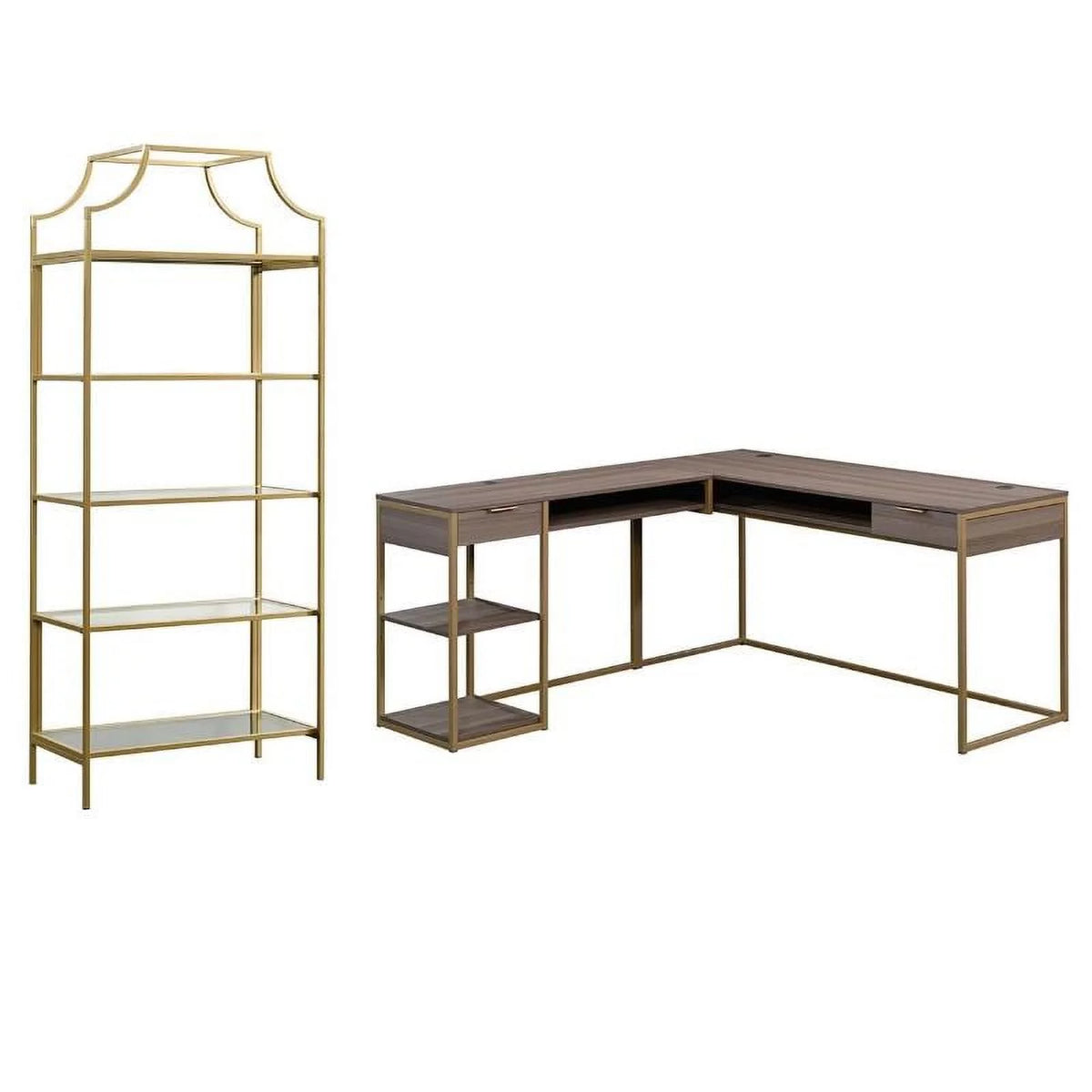 Metal Desk and 5-Shelf Bookcase Set B870