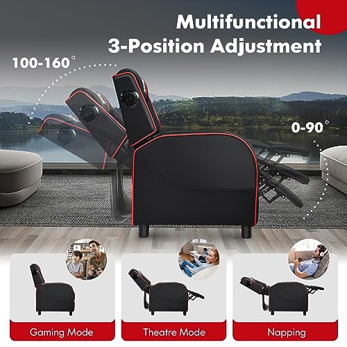 Red Massage Gaming Recliner with Bluetooth Speaker N6026
