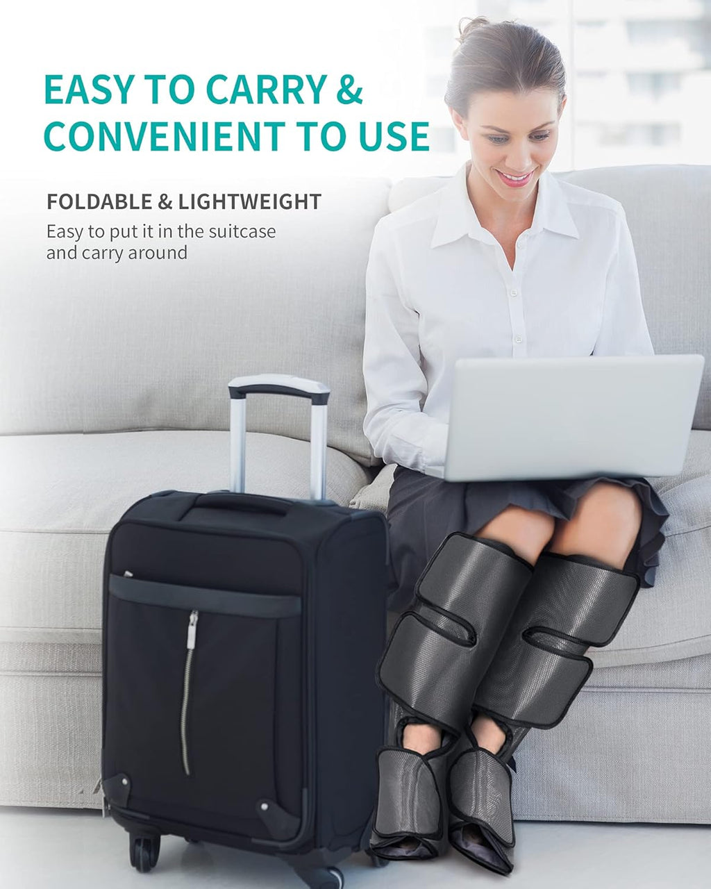 Leg Massager with Air Compression, Foot and Calf Massage Machine with Hand-held Controller 2 Modes 3 Intensities, Adjustable Leg Wraps Z28055