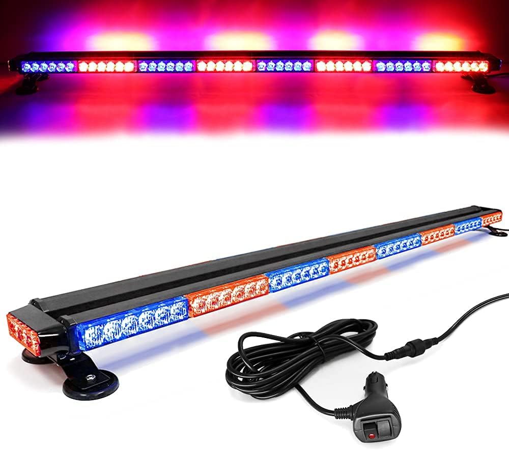 Amber Yellow 38" 78 LED Emergency Warning Strobe Light Bar with Magnetic Base V3855