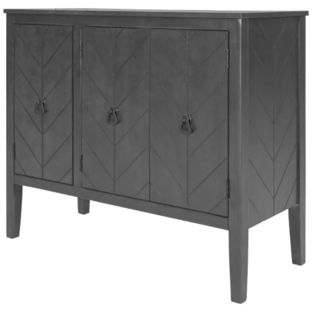 Antique Gray Wooden Accent Storage Cabinet with Adjustable Shelf Q76040