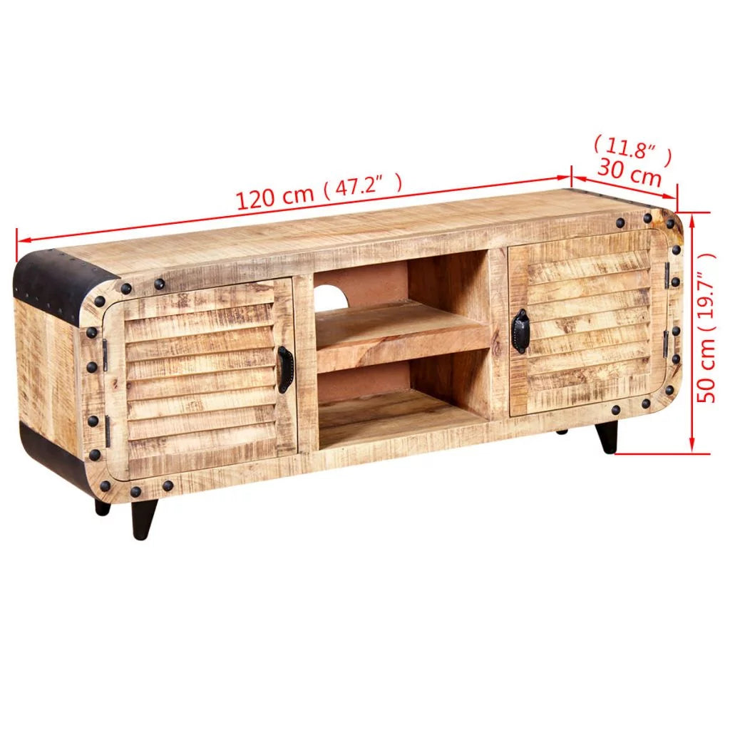TV Cabinet with 2 Shelves and 2 Compartments Mango Wood T37936