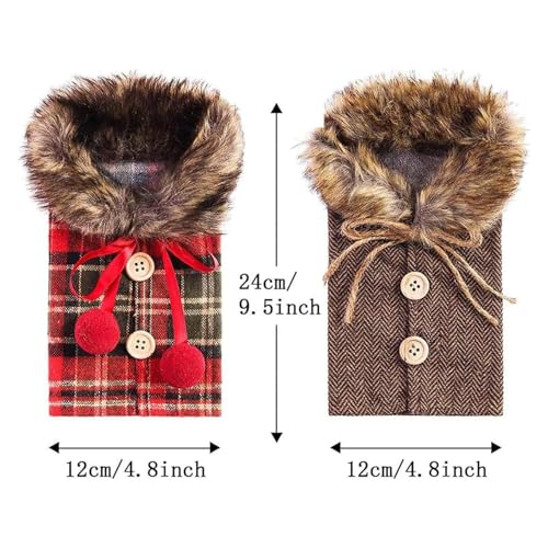 4Pcs Christmas Wine Bottle Cover Linen Plaid V9554