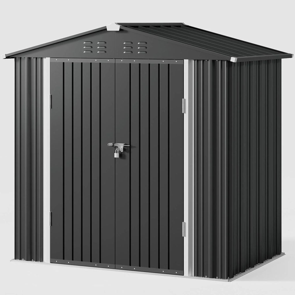 6' x 4' Dark Gray Metal Outdoor Storage Shed with Base Frame U8067