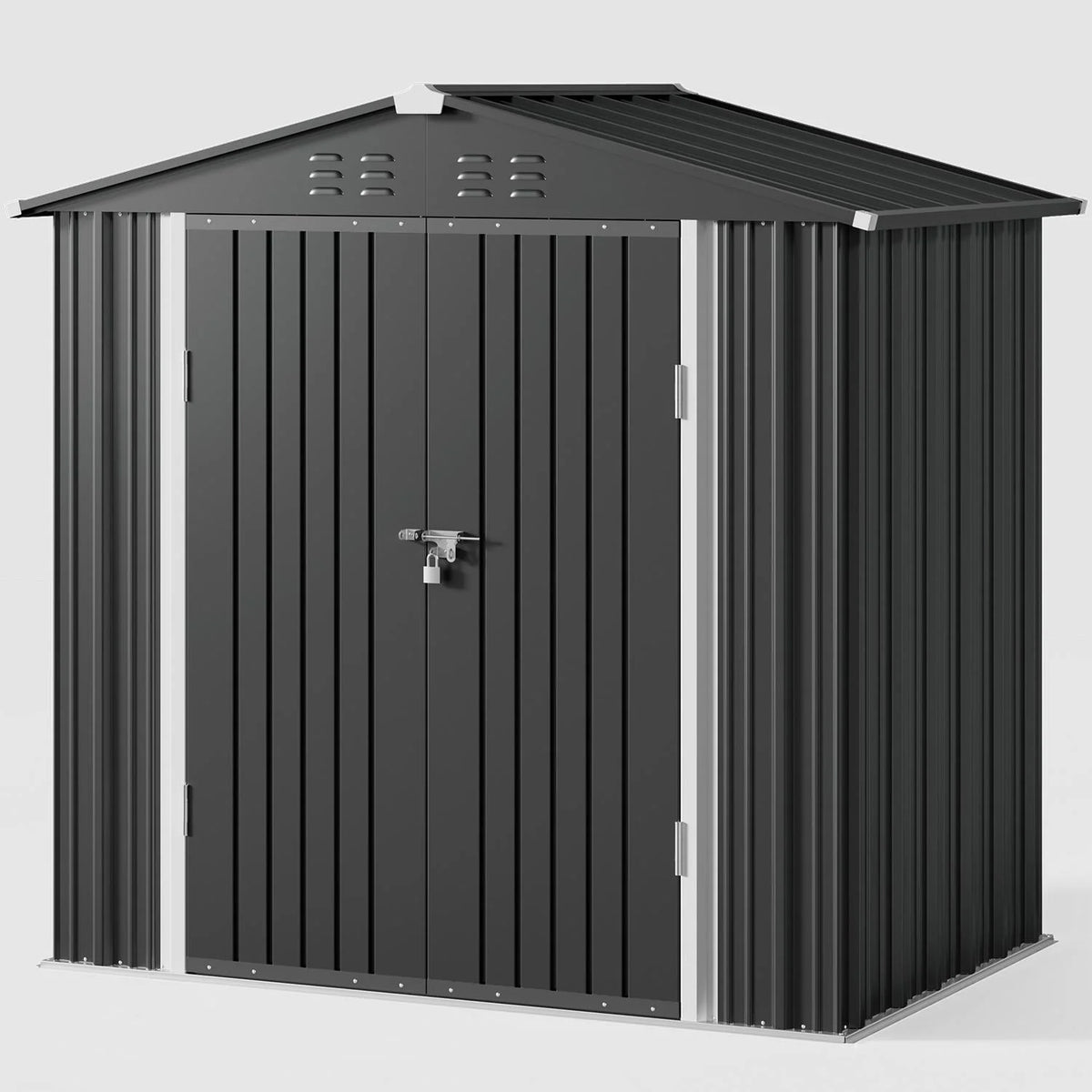 6' x 4' Dark Gray Metal Outdoor Storage Shed with Base Frame U8067
